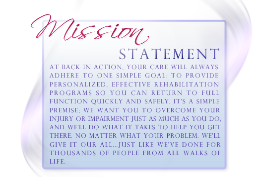 Back In Action Mission statement